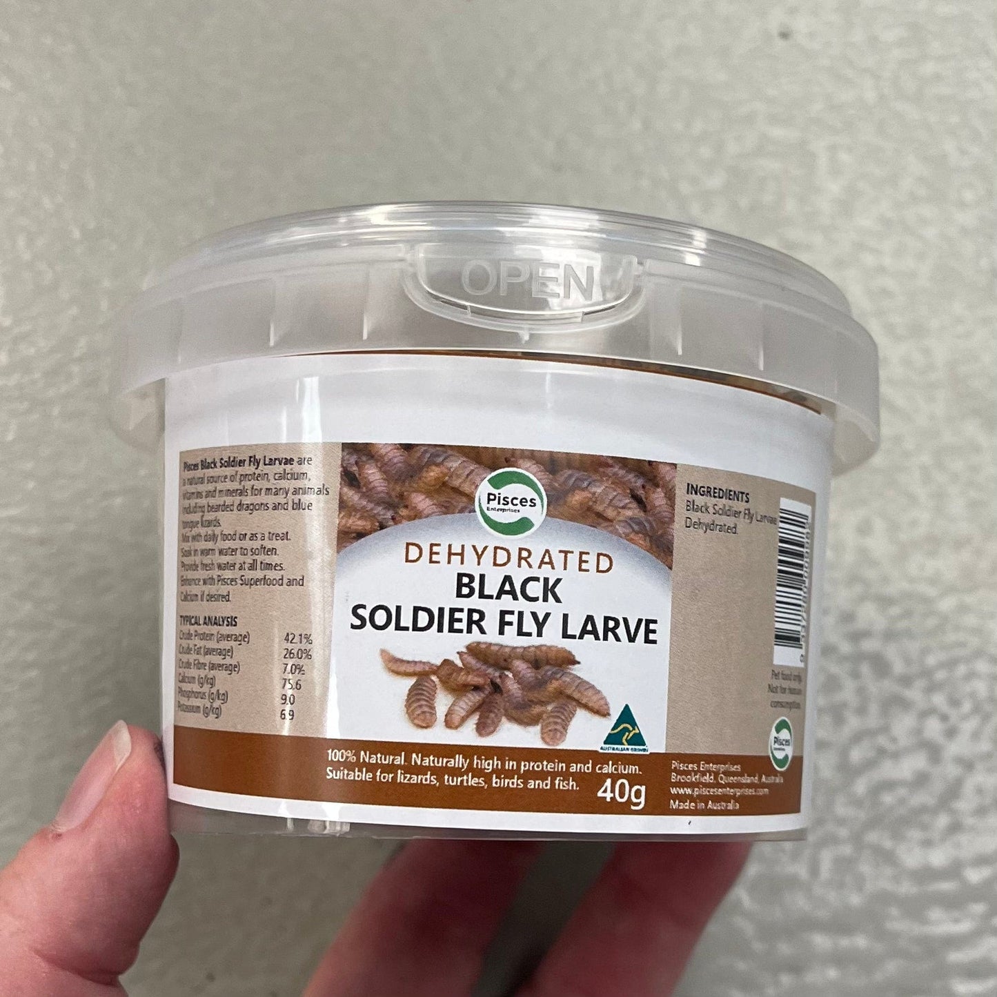 Pisces Enterprises Reptile Food Dehydrated Black Soldier Fly Larvae 40g