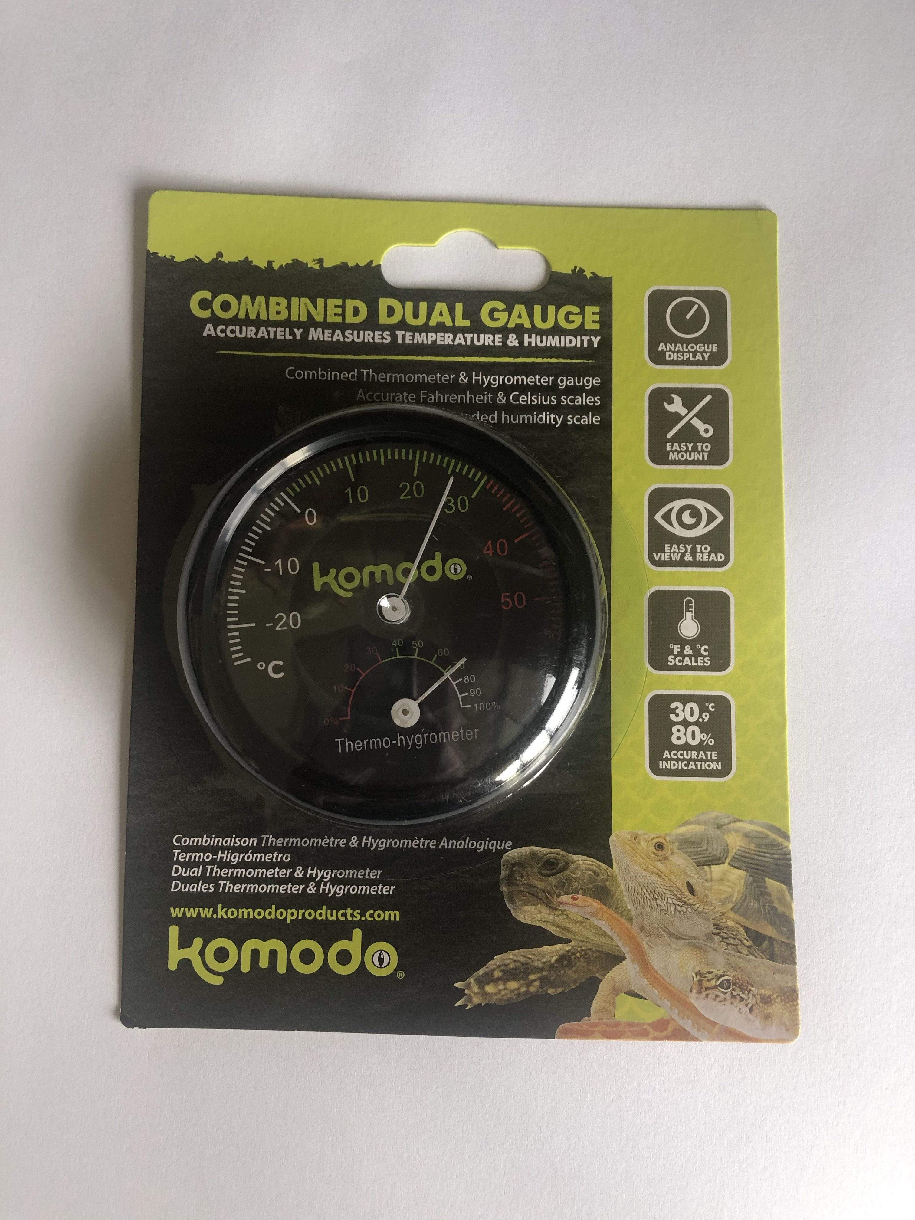 Komodo Reptile Monitoring Komodo Combined Thermometer & Hygrometer Analogue