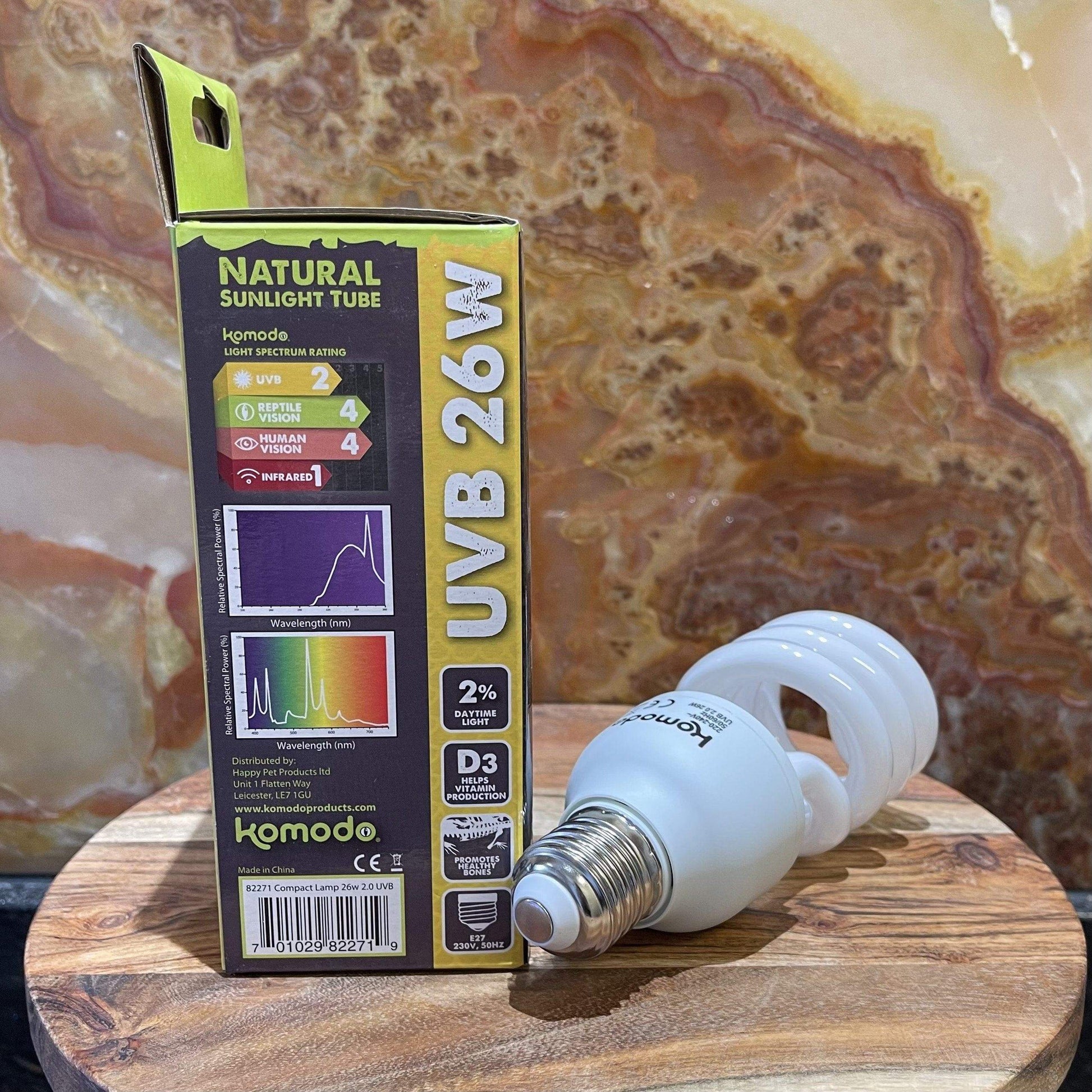 Reptile Realm Bulb Natural Sunlight Komodo Compact Lamp UVB 2% 26W
